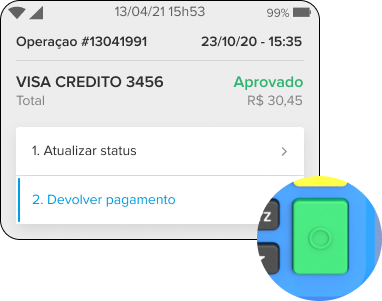 Imagem da Point Pro 2 com foco em "Devolver pagamento".